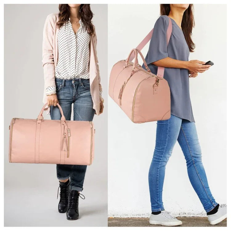 Stylish pink travel duffel bag for women, perfect for fashion and wrinkle-free trips