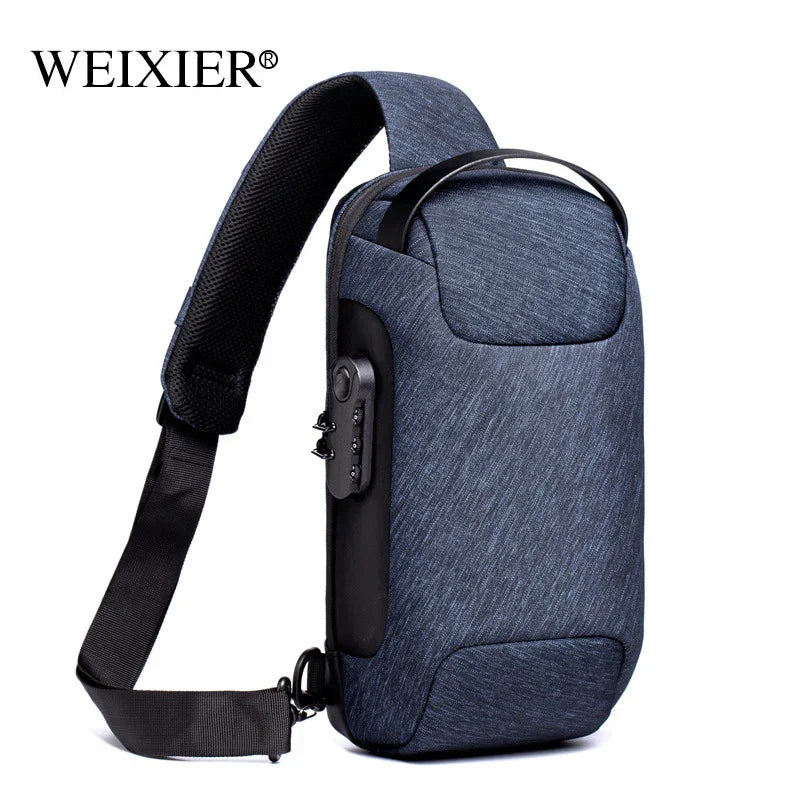 Stylish blue crossbody bag with secure zipper and adjustable strap for travel and daily use