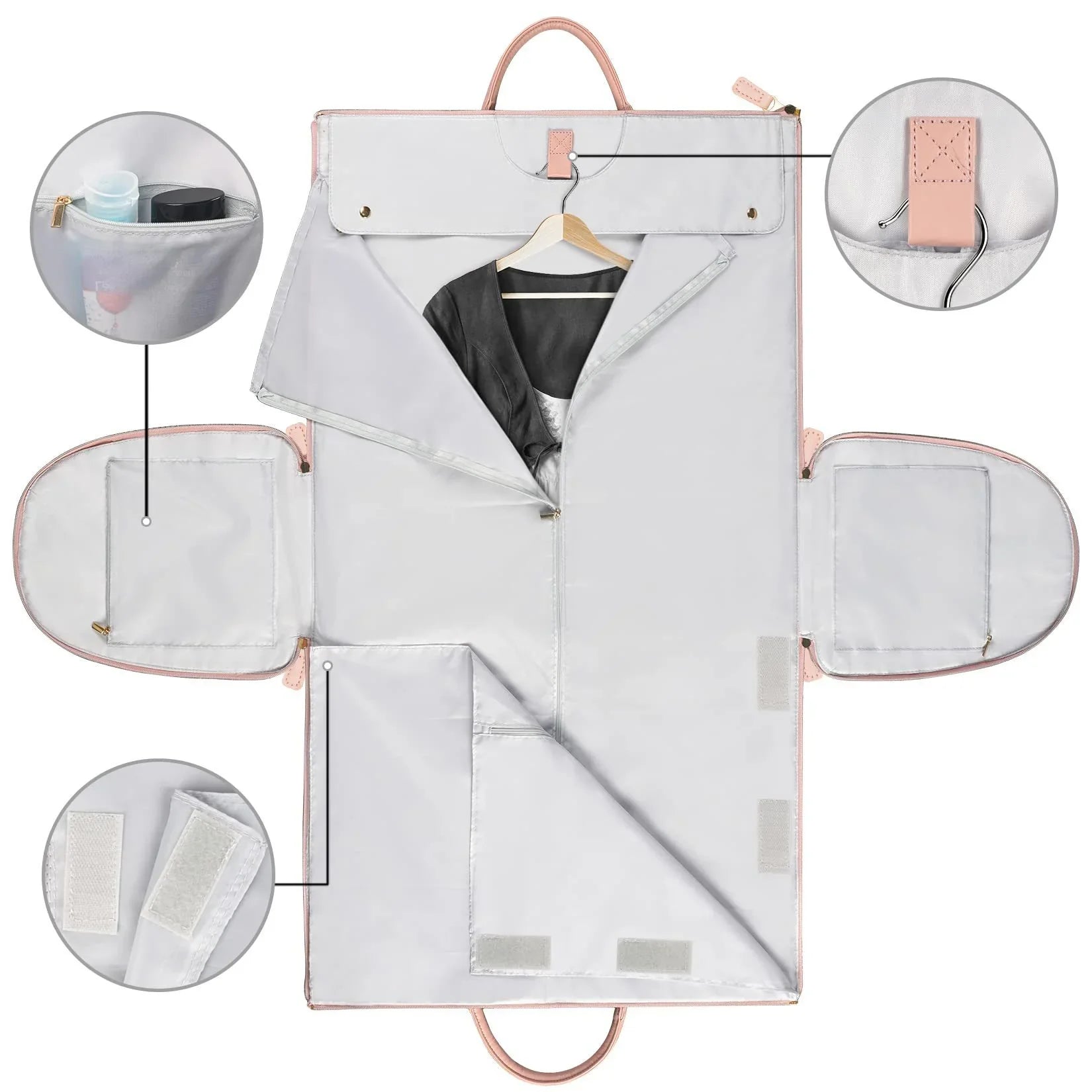 Wrinkle-free travel garment bag with pockets and hanger for stylish, organized packing