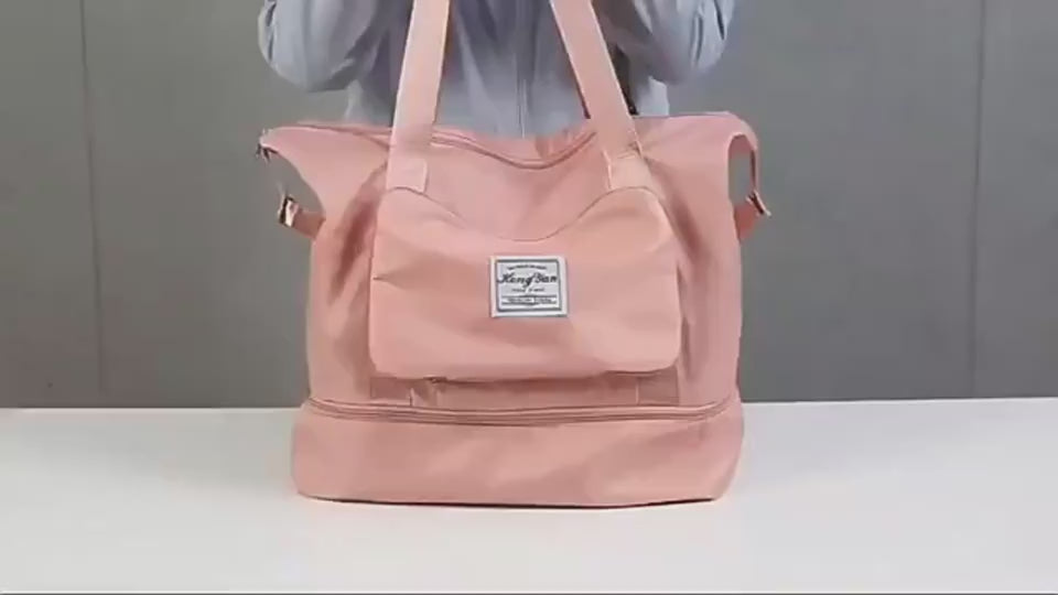 Expandable foldable travel duffel bag for women gym and weekend
